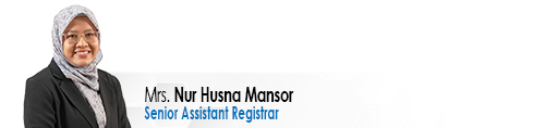 Staf EE Pengurusan Tertinggi Penolong Pendaftar Kanan Mrs. Nur Husna Mansor