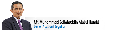 Staf EE Pengurusan Tertinggi Pen Pendaftar Kanan Mr Muhammad Sallehuddin Abdul Hamid