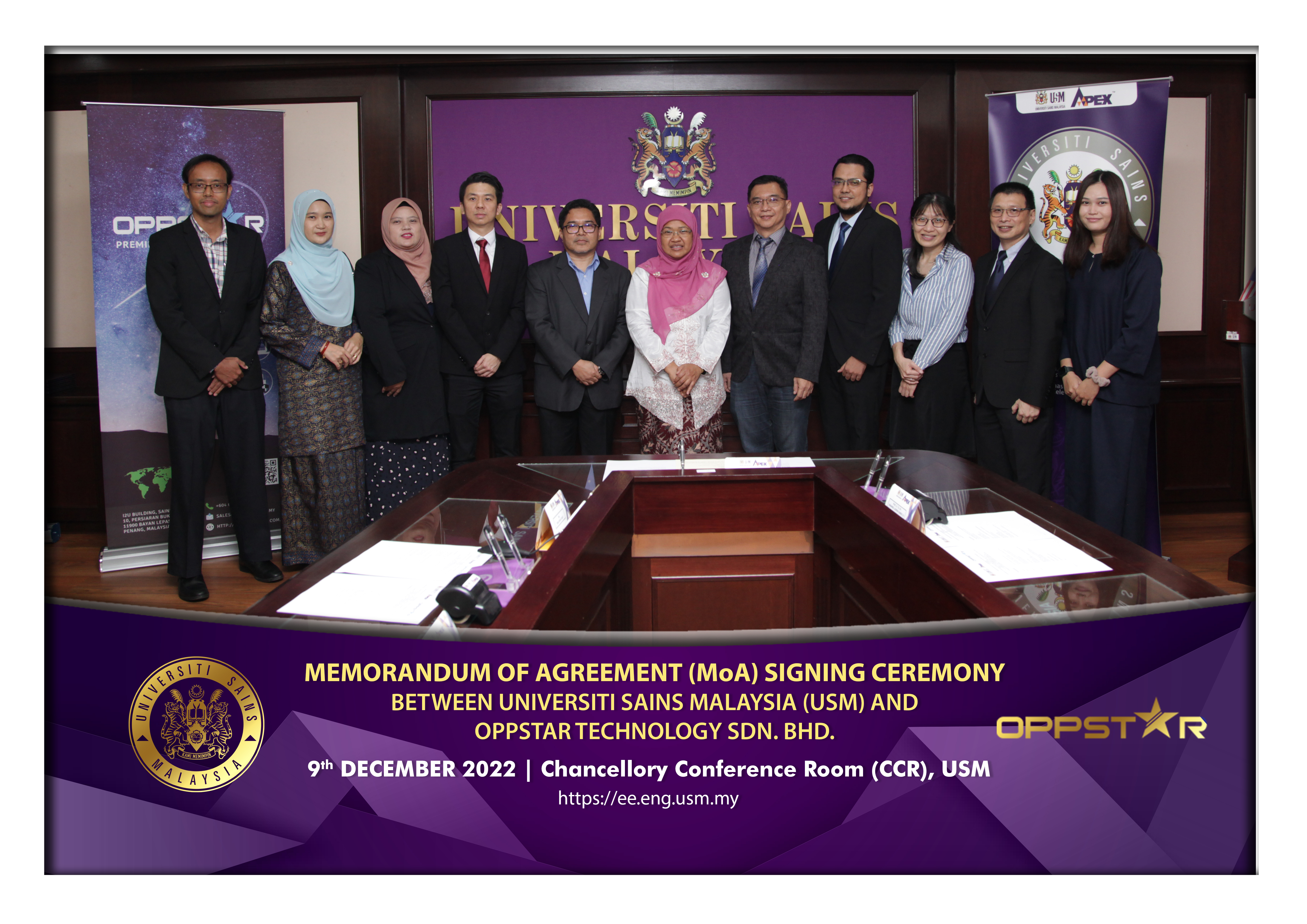 2022 1209 Group Photo MoA Signing Between USM Oppstar Sdn Bhd