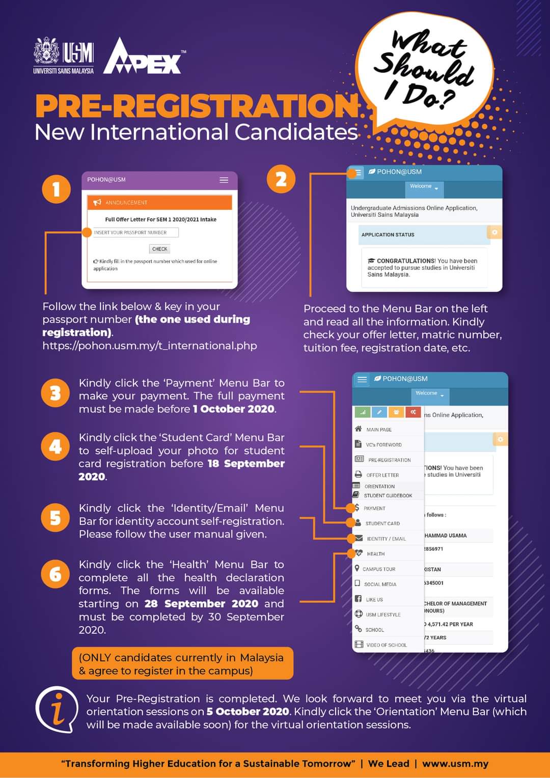 Pre registration New International Candidates