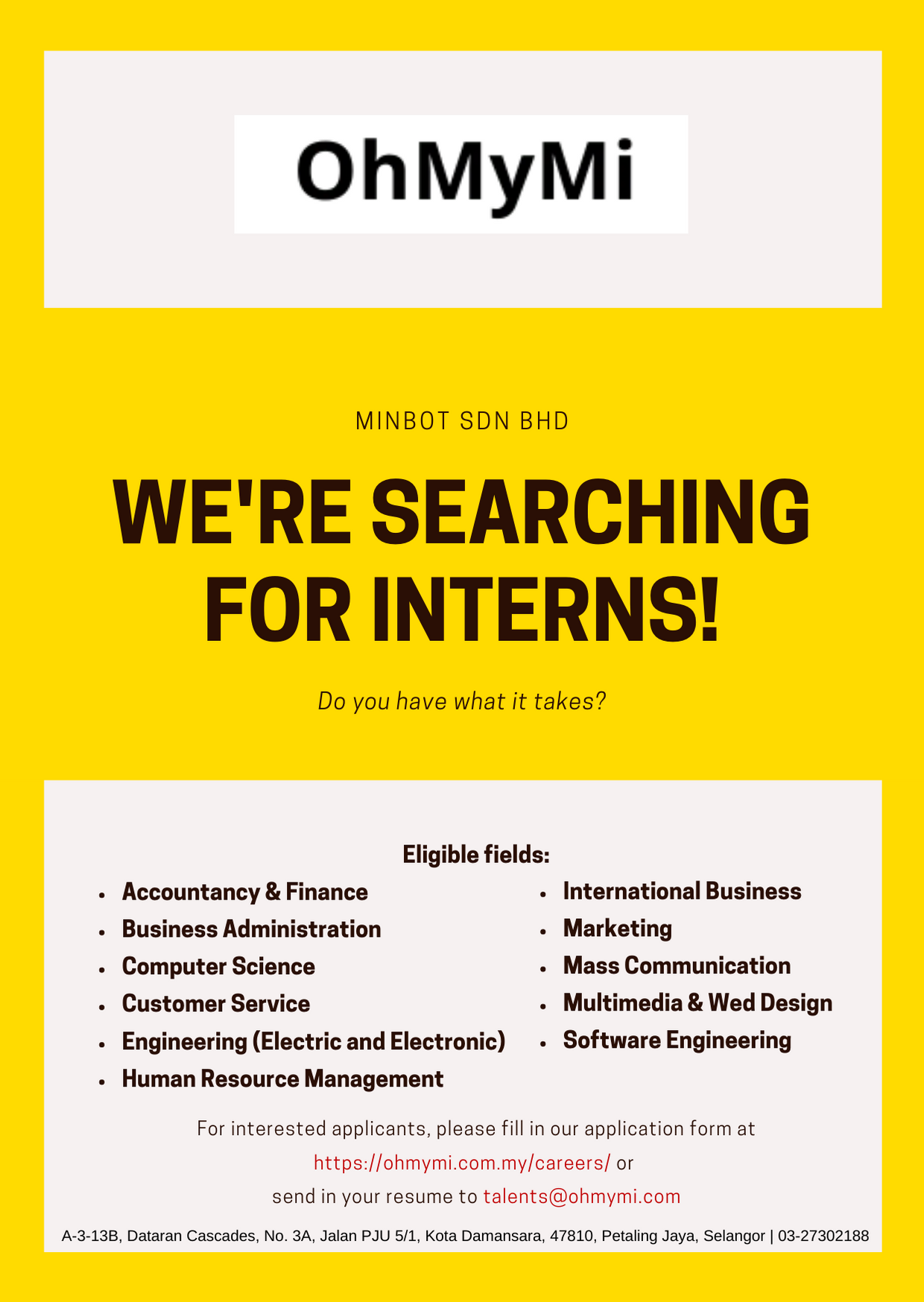 2021 0518 OhMyMi Internship Job Vacancy Announcement