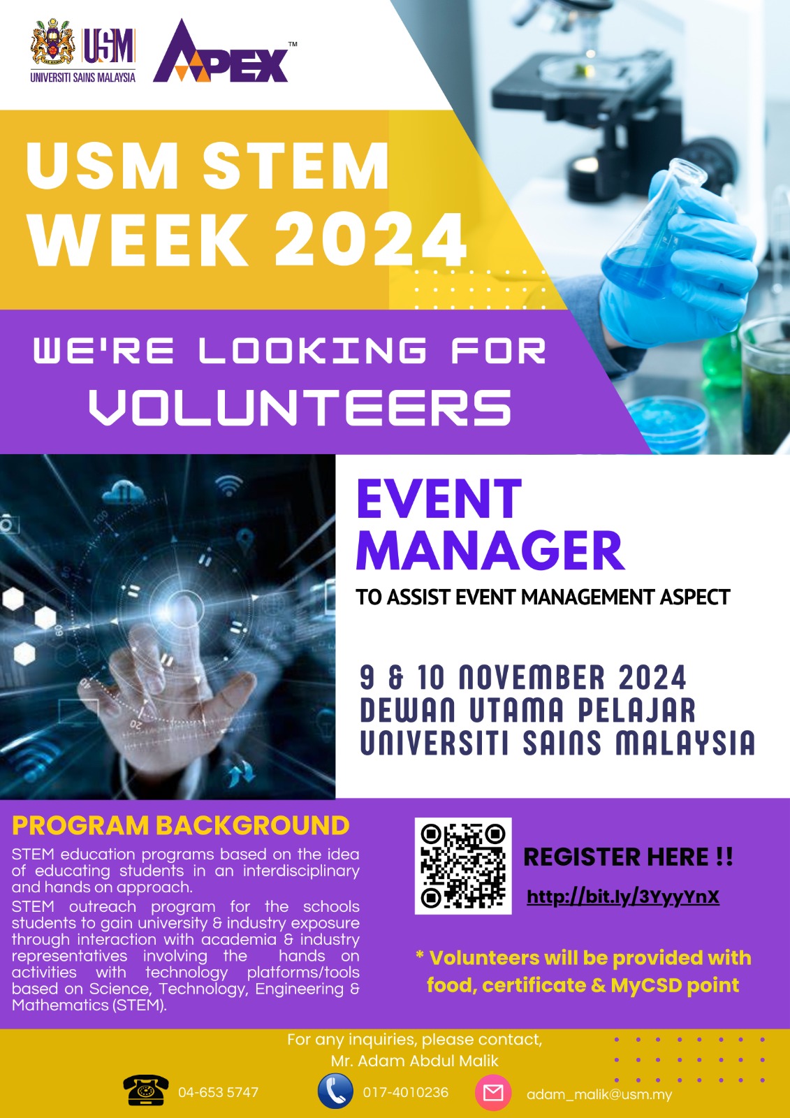 2024 1104 Poster Calling For Volunteers USM STEM Week 2024