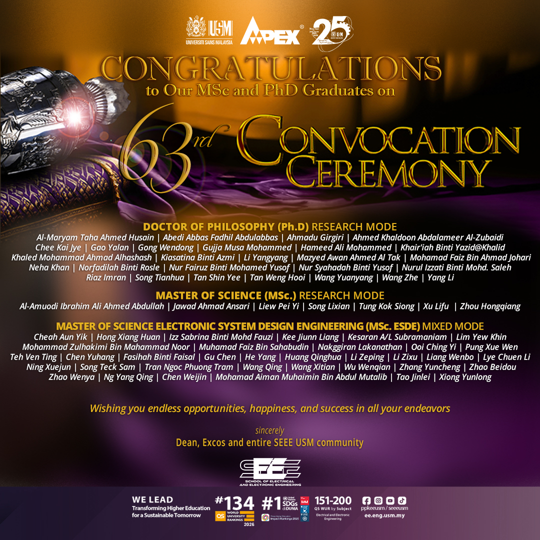2025 1121 Poster 1080x1080 Tahniah Graduan Pasca Siswazah PPKEE sempena Upacara Konvokesyen USM Ke 63