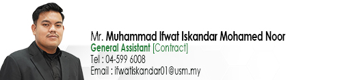 Staf EE Pentadbiran Pembantu Am Mr Muhammad Ifwat Iskandar Mohamed Noor