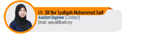 Staf EE Teknikal iPharm Pen. Jurutera JA5 Contract Ms. Siti Nursyafiqah Muhammad Sarif